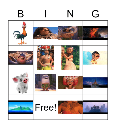 Moana Screen Shots Bingo Card