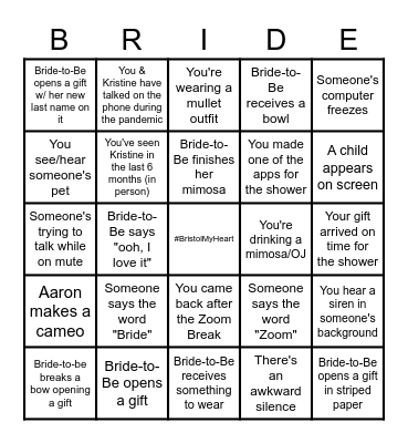 BRIDAL BINGO Card