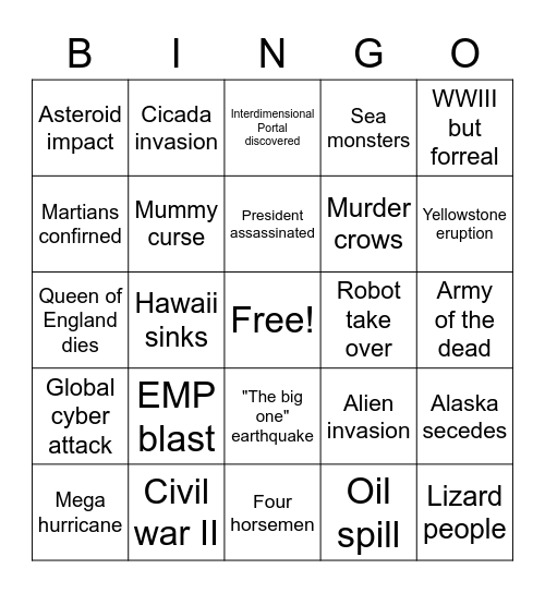 2021 BINGO Card