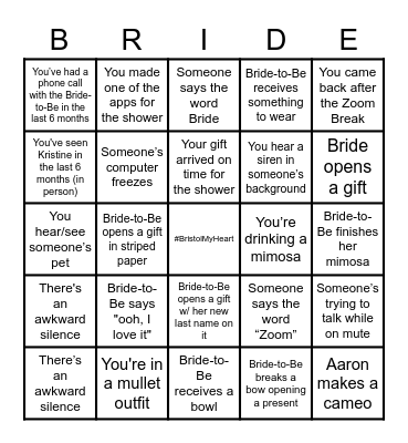 BRIDAL BINGO Card