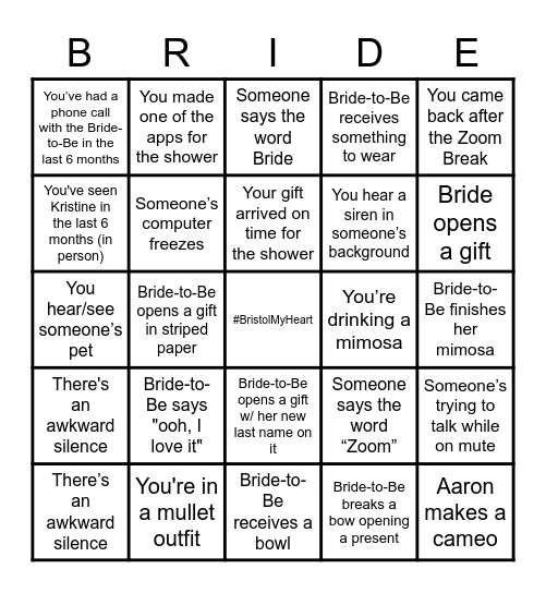 BRIDAL BINGO Card