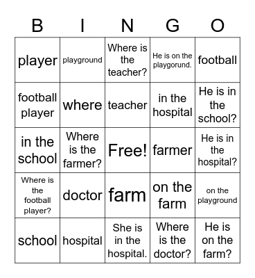 Where is the doctor? Bingo Card