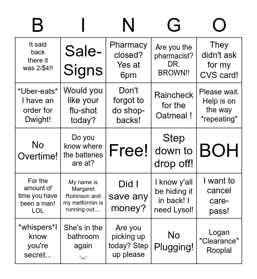 The Tragedy of CVS-Bingo Card