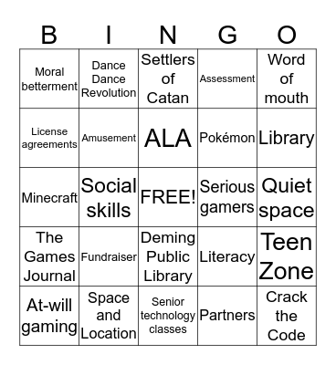 Gaming in Libraries Bingo Card