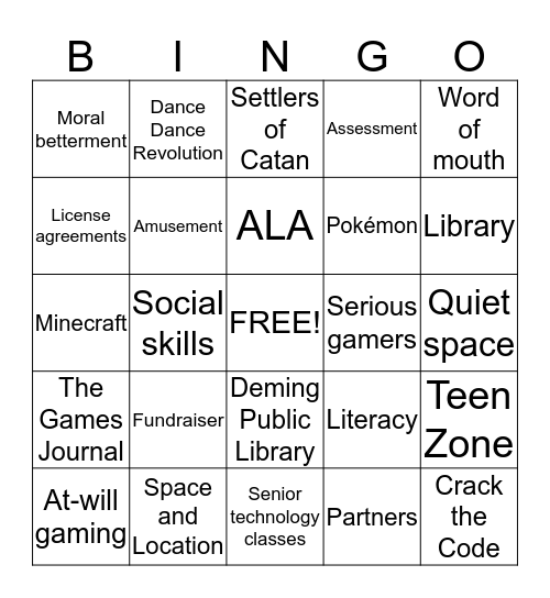 Gaming in Libraries Bingo Card