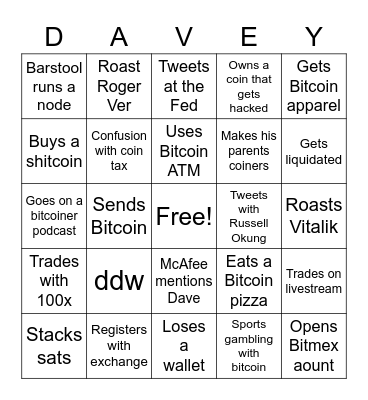 Davey Bitcoin Bingo Card