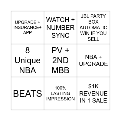 Top Sales Bingo Card