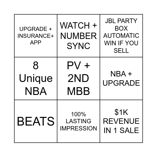 Top Sales Bingo Card