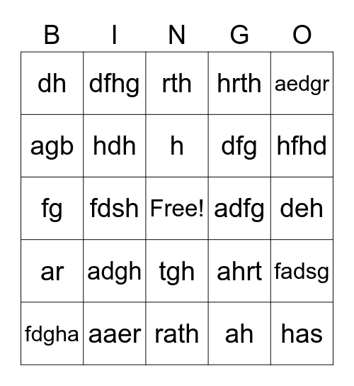 Untitled == Bingo Card