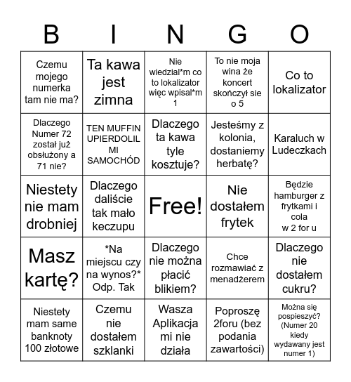 Maczek Bingo Card