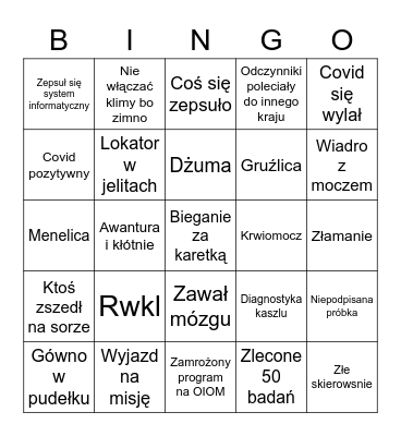 SZPITALNE BINGO Card