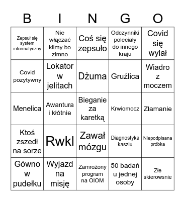 SZPITALNE BINGO Card