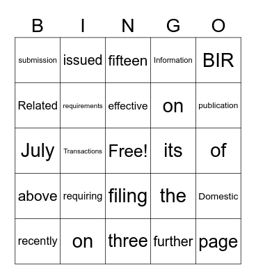 Bingo Card