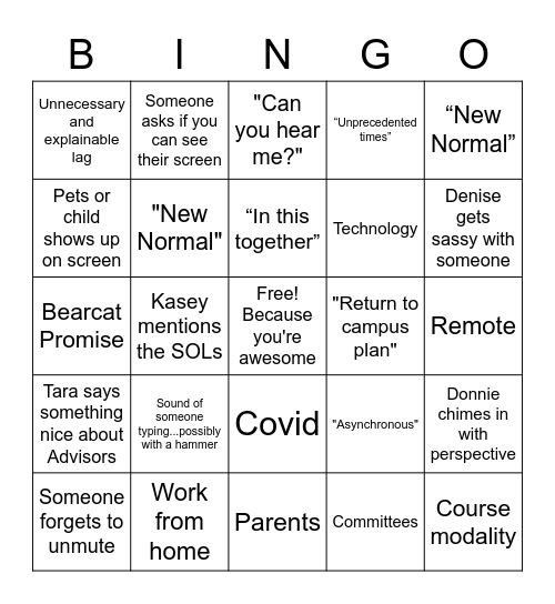 All Advisor Meeting Bingo! Bingo Card