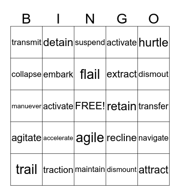 Vocabulary Bingo Card