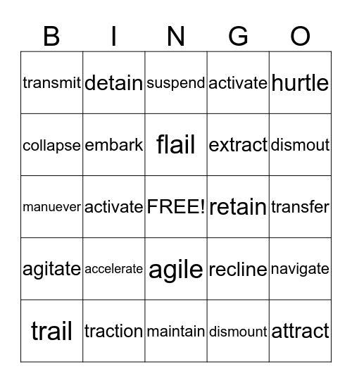 Vocabulary Bingo Card