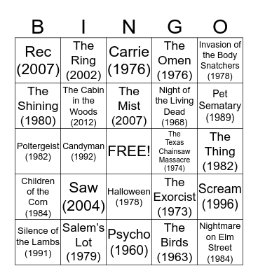Halloween Bingo Card