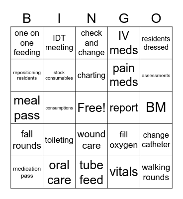Village Healthcare and Rehab Bingo Card