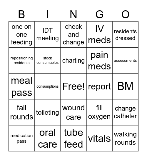 Village Healthcare and Rehab Bingo Card