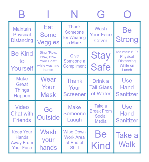 Safer Workplace Playbook Bingo Card