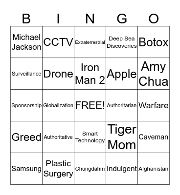 Birdie Bingo Card