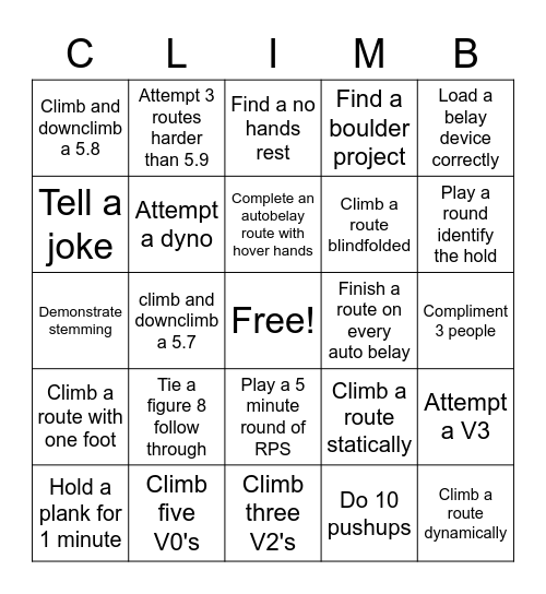 Team Name: Bingo Card