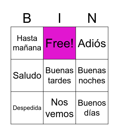 Los Saludos Bingo Card