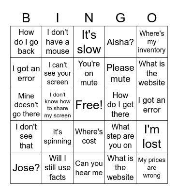 Ignite SIT Bingo Card