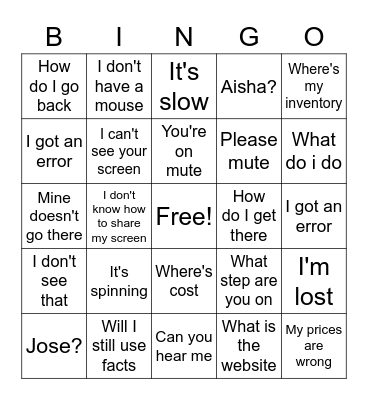 Ignite SIT Bingo Card