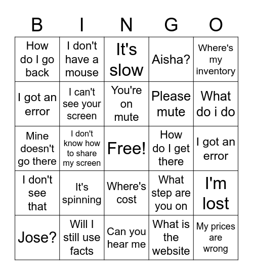 Ignite SIT Bingo Card