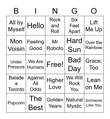 Music Social Bingo Card