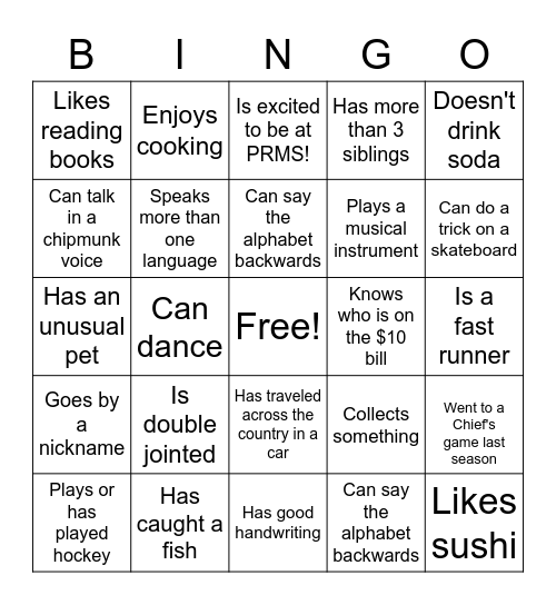 Find Someone Who... Bingo Card