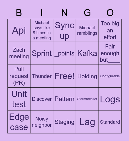Michael Bingo Card