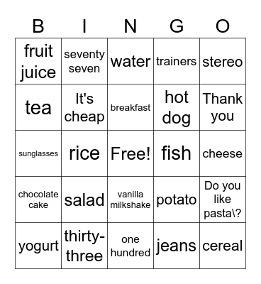 J1 Bingo Card