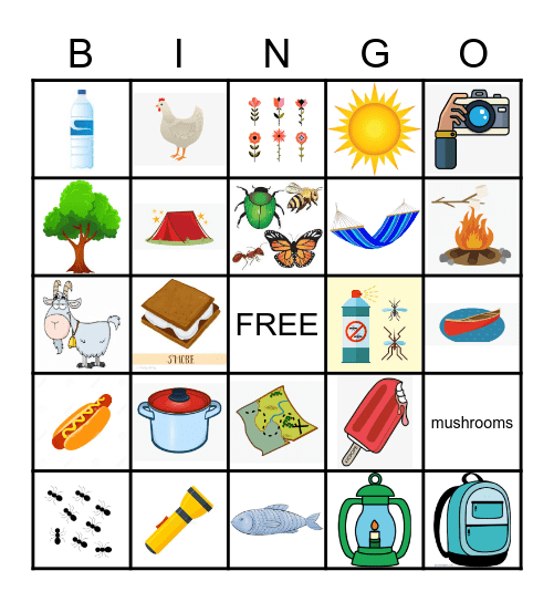 Camping Bingo Card