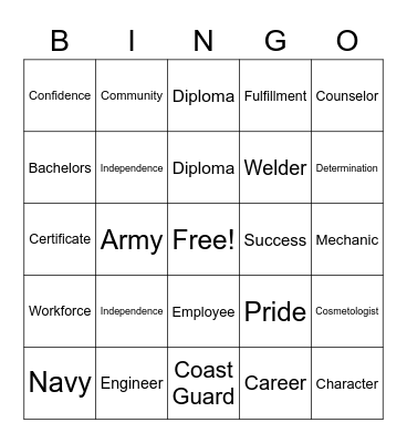 College and Career Readiness Bingo Card