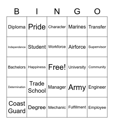 College and Career Readiness Bingo Card