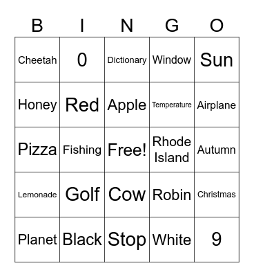 Fun Friday Bingo Card