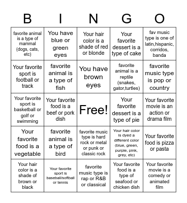 Scavenger hunt bingo Card