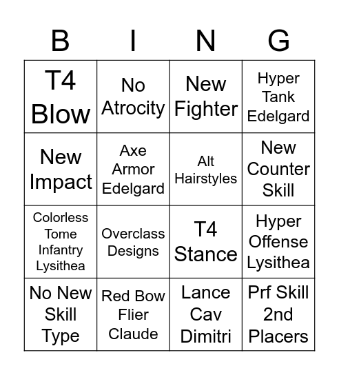 Choose Your Legends 4 Bingo Card