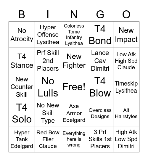 Choose Your Legends 4 Bingo Card