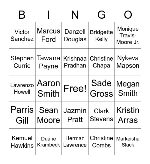 SCA Staff BINGO Card