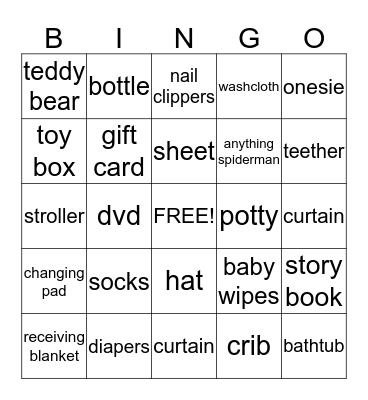 Sheila & Henry's Little Star Bingo Card