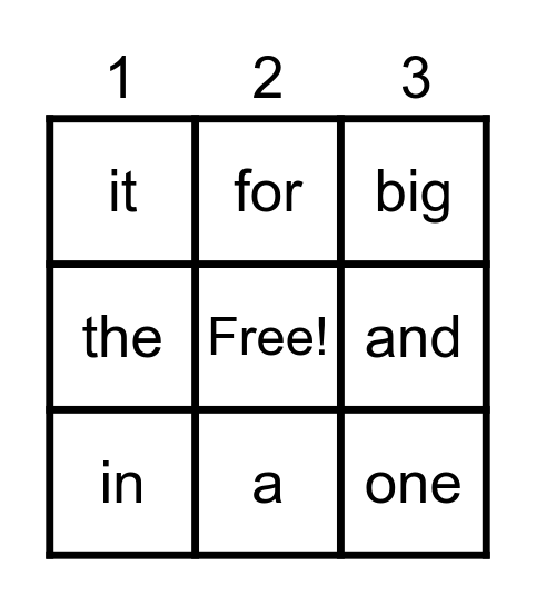 Sight word bingo! Bingo Card