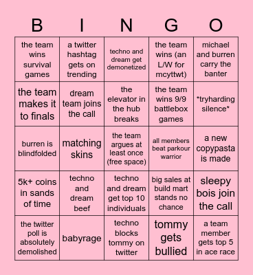pink parrots bingo Card