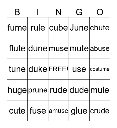 U_E       BINGO  Bingo Card