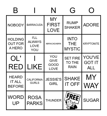 MXB002    KAMIKAZI KARAOKE Bingo Card