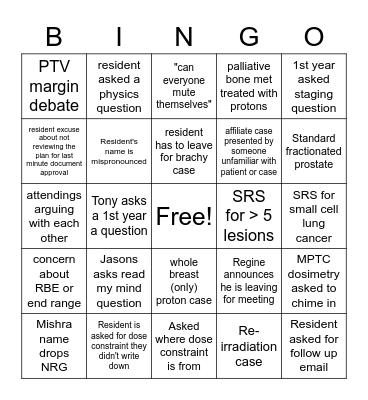 TPR BINGO Card