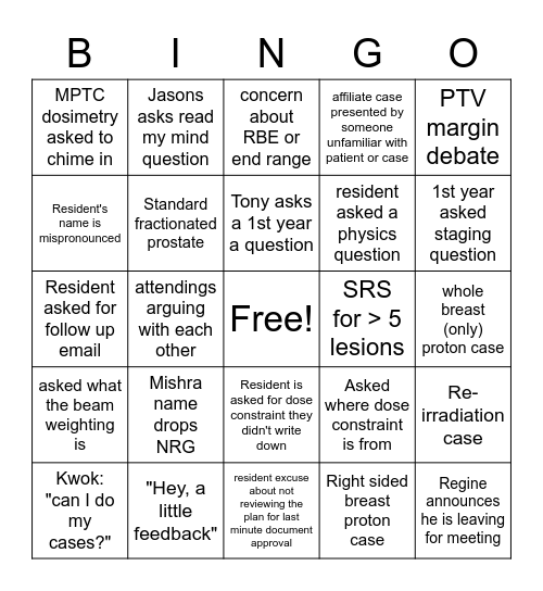 TPR BINGO Card