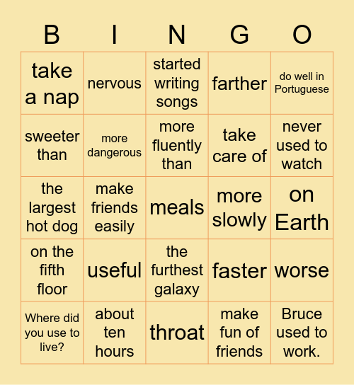 Spelling Bingo T2 Bingo Card